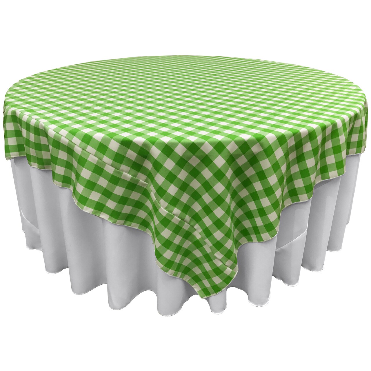 Square Tablecloth 72 x 72 Inch Gingham Checkered Polyester Overlay Use